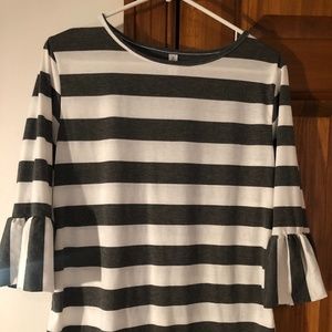 Tickled Tea Gray and White Shirt